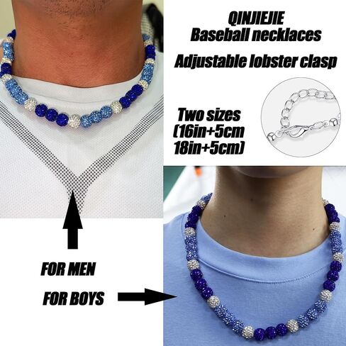 قلادة البيسبول Qinjiejie للرجال Glitter Bling Rhinestone Defended Collection Necklace for Women 16/18in المجوهرات الرياضية المستوحاة من الهدايا الباردة لمحبي لاعبي البيسبول لاعبي البيسبول in Kuwait
