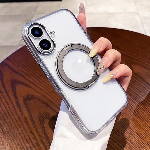 Owlstar for iPhone 16 Pro Max Case مع حامل حلقة مغناطيسي للمعادن 360 درجة ، متوافق مع Magsafe ، غير الصفراء الصلبة الواقية للهاتف الواقي. in Kuwait