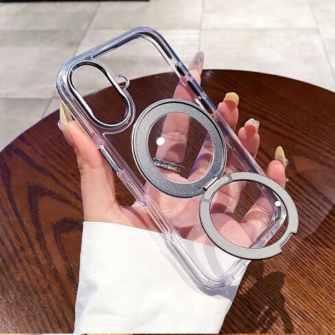 Owlstar for iPhone 16 Pro Max Case مع حامل حلقة مغناطيسي للمعادن 360 درجة ، متوافق مع Magsafe ، غير الصفراء الصلبة الواقية للهاتف الواقي. in Kuwait