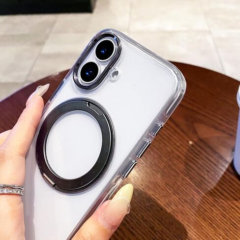 Owlstar for iPhone 16 Pro Max Case مع حامل حلقة مغناطيسي للمعادن 360 درجة ، متوافق مع Magsafe ، غير الصفراء الصلبة الواقية للهاتف الواقي. in Kuwait