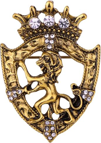 HETICA Vintage Animal Dragon Skull Wolf Crown Lion Brooch - Gold Silver Rhinestone Brooch for Men Women Suit Tie Dress Lapel Pin Fashion Jewelry in Kuwait