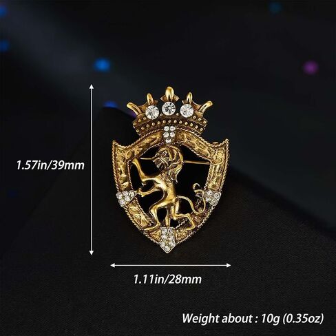 HETICA Vintage Animal Dragon Skull Wolf Crown Lion Brooch - Gold Silver Rhinestone Brooch for Men Women Suit Tie Dress Lapel Pin Fashion Jewelry in Kuwait