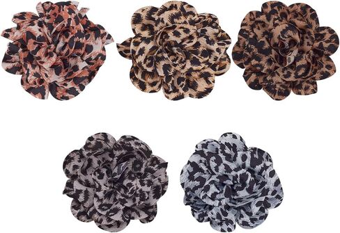 FINGERINSPIRE 5Pcs Leopard Rose Flower Brooch Pin for Women 3.5x4.2inch 5 Colors Elegant Handmade Flower Pins Rose Brooch Fabric Floral Brooches for Wedding Party Clothes Accessories Jewelry Gifts in Saudi Arabia