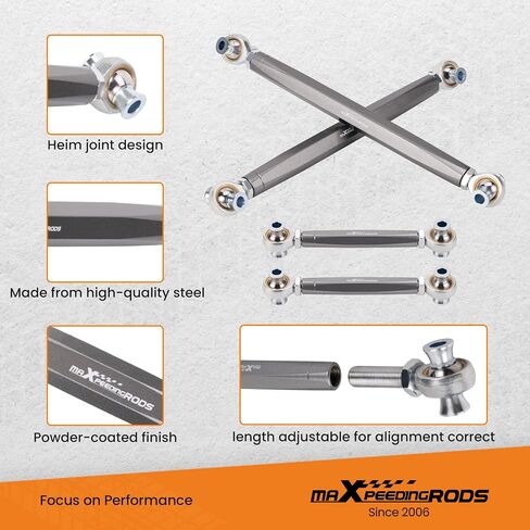 MaxPeedingRods قابلة للتعديل القابلة للتعديل وذراع إصبع القدم ل BMW 3-Series E90/E92/E93 2006-2011 ذراع التحكم الخلفي ، مجموعة رمادية من 4 in Saudi Arabia