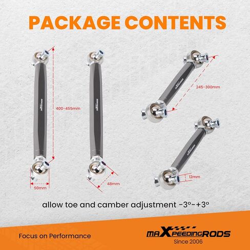 MaxPeedingRods قابلة للتعديل القابلة للتعديل وذراع إصبع القدم ل BMW 3-Series E90/E92/E93 2006-2011 ذراع التحكم الخلفي ، مجموعة رمادية من 4 in Saudi Arabia