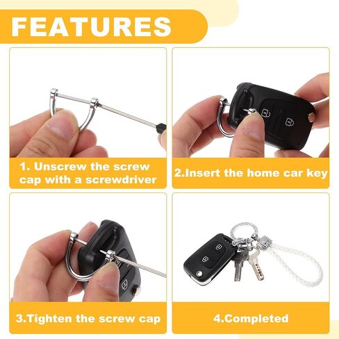 1 Set Universal Car Keychain - Car Home Women Men Key Chain with Ring Durable - Microfiber Leather Zinc Alloy White Silver Tone in Saudi Arabia