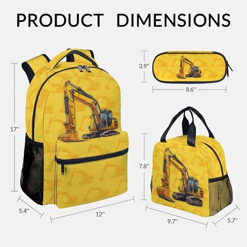 Kids Backpack Set for Boys, 17 Inch Backpacks with Lunch Box for Kids, 3 in 1 Cute Fire Truck Bookbag for School Travel in Kuwait