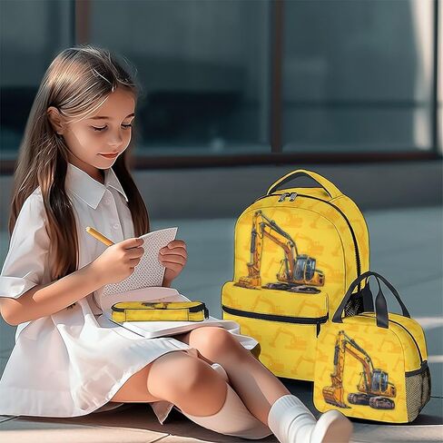 Kids Backpack Set for Boys, 17 Inch Backpacks with Lunch Box for Kids, 3 in 1 Cute Fire Truck Bookbag for School Travel in Kuwait