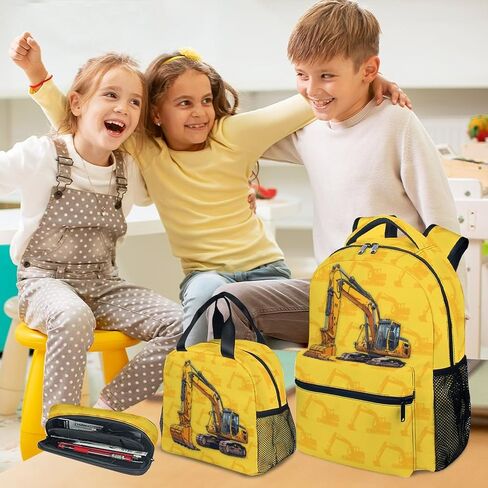 Kids Backpack Set for Boys, 17 Inch Backpacks with Lunch Box for Kids, 3 in 1 Cute Fire Truck Bookbag for School Travel in Kuwait