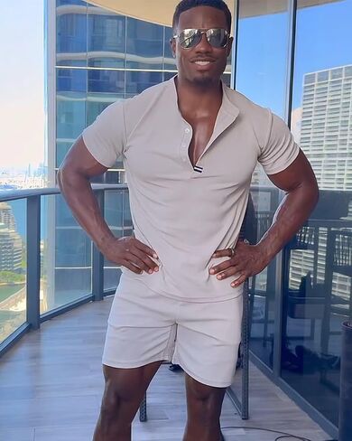 VahRuta Mens 2025 Summer Outfits Henley Shirt and Short Sets 2 Piece Sets Comfy and Soft Vacation Pajamas Set in Saudi Arabia