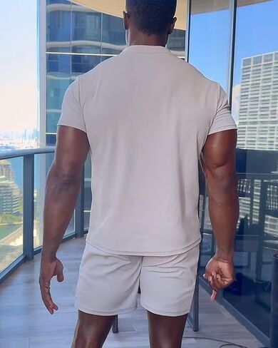 VahRuta Mens 2025 Summer Outfits Henley Shirt and Short Sets 2 Piece Sets Comfy and Soft Vacation Pajamas Set in Saudi Arabia