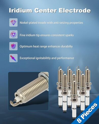 ECCPP Platinum Iridium Spark Plugs 97566 for Mercedes-Benz C190 AMG GT,C190 AMG GT C/R/S/R Pro,C63 AMG,C63/E63 AMG S,GLC63 AMG,GLC63 AMG S,S560,S63 AMG,GLS600,G63 AMG pack of 8 in Saudi Arabia