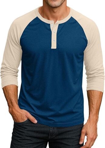 Henley Shirts for Men Baseball Shirt Raglan 3/4 Sleeve Jersey Casual Cotton Sport Athletic Tee Tops in Saudi Arabia