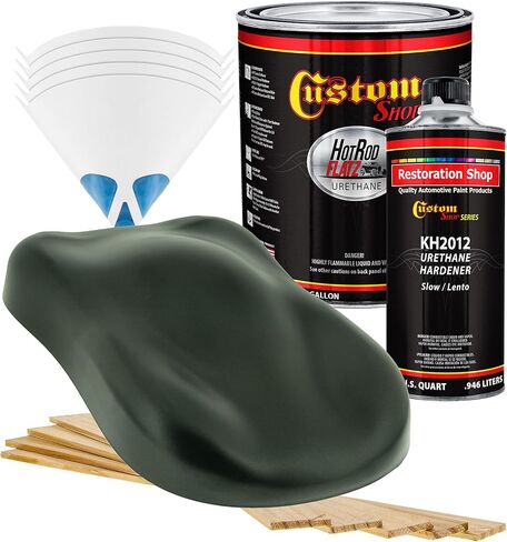 Custom Shop - Fathom Green Firemist - Hot Rod Flatz Flat Matte Satin Urethane Auto Paint - Complete Gallon Paint Kit - Professional Low Sheen Automotive, Car Truck Coating, 4:1 Mix Ratio in Saudi Arabia