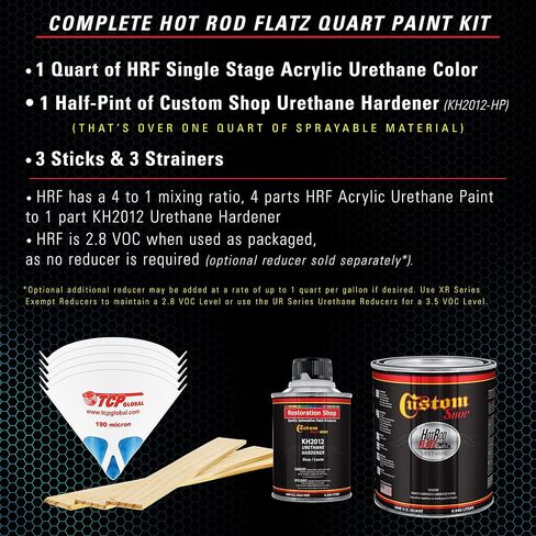 Custom Shop - Teal Green Metallic - Hot Rod Flatz Flat Matte Satin Urethane Auto Paint - Complete Quart Paint Kit - Professional Low Sheen Automotive, Car Truck Coating, 4:1 Mix Ratio in Saudi Arabia