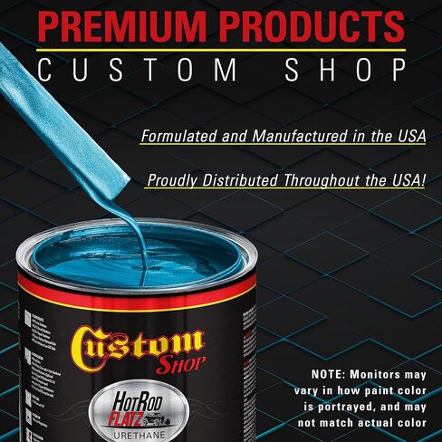 Custom Shop - Teal Green Metallic - Hot Rod Flatz Flat Matte Satin Urethane Auto Paint - Complete Quart Paint Kit - Professional Low Sheen Automotive, Car Truck Coating, 4:1 Mix Ratio in Saudi Arabia