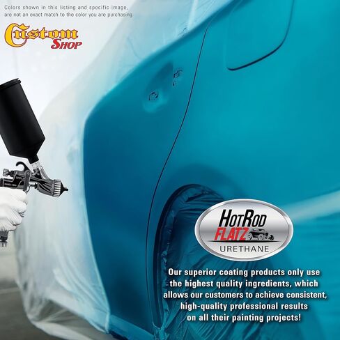 Custom Shop - Teal Green Metallic - Hot Rod Flatz Flat Matte Satin Urethane Auto Paint - Complete Quart Paint Kit - Professional Low Sheen Automotive, Car Truck Coating, 4:1 Mix Ratio in Saudi Arabia