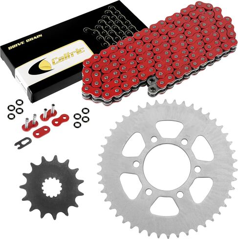 Caltric Red O-Ring Drive Chain & Sprockets Kit Compatible with Kawasaki Ex650 Ex-650 Ninja 650R 2006-2014 in Saudi Arabia