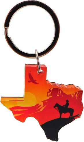 Westmon Works Texas Keychain Acrylic Fob مع Metal Key Ring Cowboy Scene Map Map Vacation Haceir ، مصنوع في الولايات المتحدة الأمريكية in Saudi Arabia