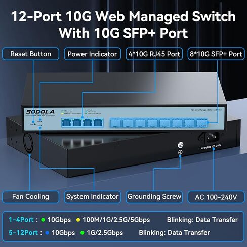 6 Port 10G Easy Web Managed Switch,4X 10G RJ45 + 2X 10G SFP+ Ports - Link Aggregation, QoS,VLAN,IGMP, 10G Switch for Network Management in Saudi Arabia
