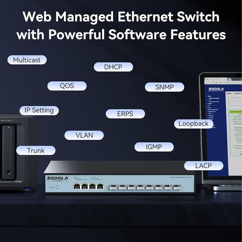 6 Port 10G Easy Web Managed Switch,4X 10G RJ45 + 2X 10G SFP+ Ports - Link Aggregation, QoS,VLAN,IGMP, 10G Switch for Network Management in Saudi Arabia