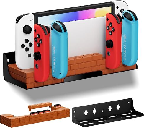 Hosanwell Switch 2 Wall Mount, RGB Light Wall Mount for Switch 2, 4 Joy-Cons Charging, 4 Game Slots,Black in Saudi Arabia
