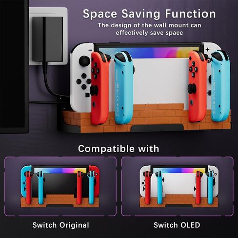 Hosanwell Switch 2 Wall Mount, RGB Light Wall Mount for Switch 2, 4 Joy-Cons Charging, 4 Game Slots,Black in Saudi Arabia
