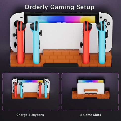 Hosanwell Switch 2 Wall Mount, RGB Light Wall Mount for Switch 2, 4 Joy-Cons Charging, 4 Game Slots,Black in Saudi Arabia