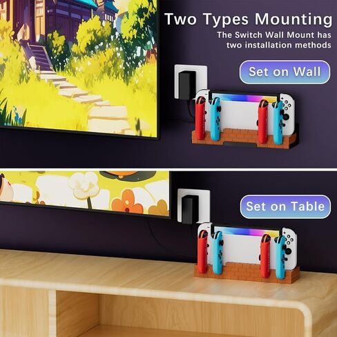 Hosanwell Switch 2 Wall Mount, RGB Light Wall Mount for Switch 2, 4 Joy-Cons Charging, 4 Game Slots,Black in Saudi Arabia