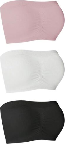 WDIRARA Women's 3 Pack Set Strapless Tube Bra Ruched Seamless Bralettes in Saudi Arabia