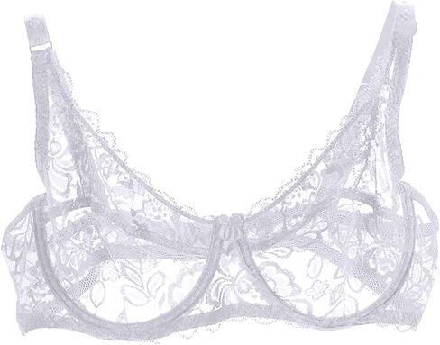 صدرية شبكة الدانتيل المثيرة للسيدات مع تطريز رائع-شرفات شفافة شفافة براليت غير ملائمة underwire S-XL in Kuwait