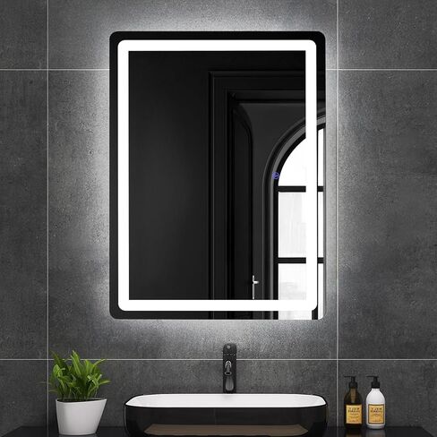 24x32 Inch LED Bathroom Mirror, Dimmable Bathroom Mirror with Lights, Backlit & Front Lit, 3-Color Led Mirror for Bathroom, Memory Function, Shatterproof Tempered Glass in Saudi Arabia