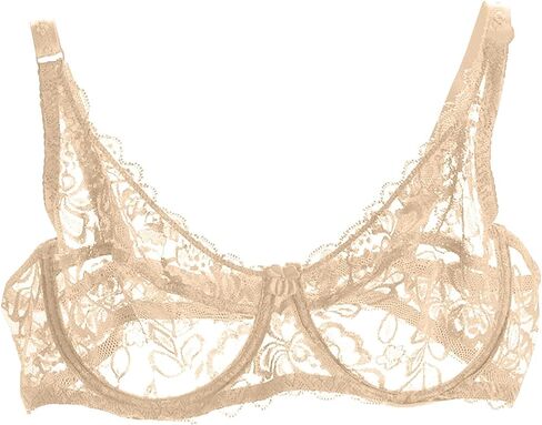 صدرية شبكة الدانتيل المثيرة للسيدات مع تطريز رائع-شرفات شفافة شفافة براليت غير ملائمة underwire S-XL in Saudi Arabia