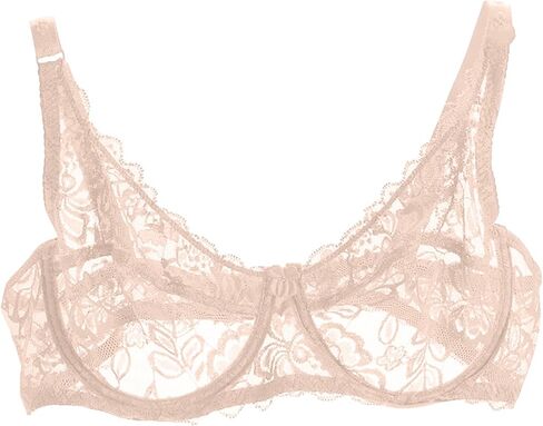 صدرية شبكة الدانتيل المثيرة للسيدات مع تطريز رائع-شرفات شفافة شفافة براليت غير ملائمة underwire S-XL in Kuwait