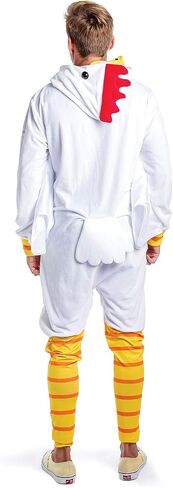 Tipsy Elves Adult Chicken Halloween Costume - White Poultry Halloween Jumpsuit for Men in Saudi Arabia