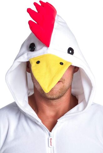 Tipsy Elves Adult Chicken Halloween Costume - White Poultry Halloween Jumpsuit for Men in Saudi Arabia