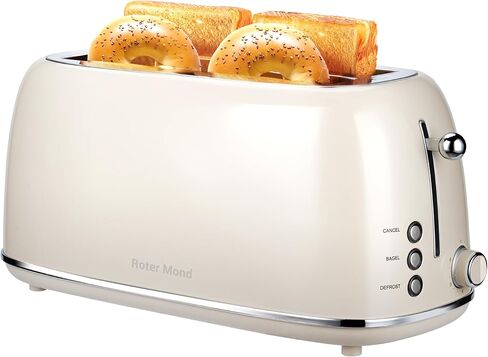 4 Slice Toaster Retro Stainless Steel Toaster with Bagel, Cancel, Defrost Function and 6 Bread Shade Settings Bread Machine, Long Extra Wide Slots and Removable Crumb Tray, Green in Saudi Arabia