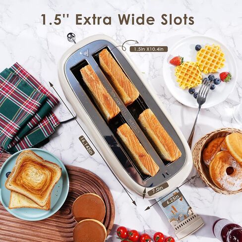4 Slice Toaster Retro Stainless Steel Toaster with Bagel, Cancel, Defrost Function and 6 Bread Shade Settings Bread Machine, Long Extra Wide Slots and Removable Crumb Tray, Green in Saudi Arabia
