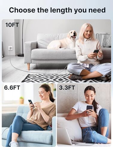 USB C to USB C Cable 60W [5-Pack, 3.3FT], Type C Fast Charging Cable Compatible with iPhone 16/16 Plus/16 Pro/16 Pro Max, iPhone 15 Series, Galaxy S25/S24/S23/S22, MacBook, iPad, Pixel, and More-Grey in Kuwait