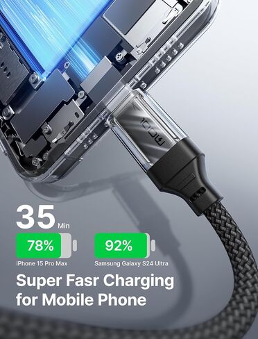 USB C to USB C Cable 60W [5-Pack, 3.3FT], Type C Fast Charging Cable Compatible with iPhone 16/16 Plus/16 Pro/16 Pro Max, iPhone 15 Series, Galaxy S25/S24/S23/S22, MacBook, iPad, Pixel, and More-Grey in Kuwait