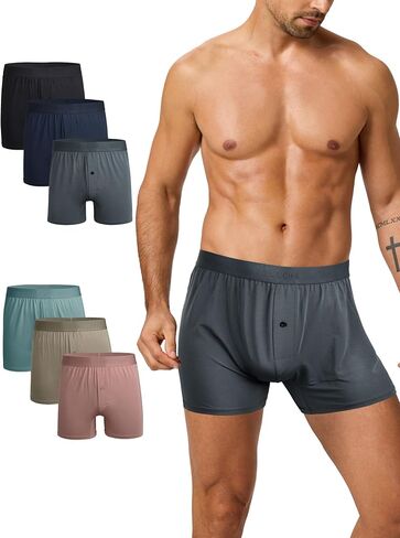 Modal Boxer Shorts for Men,6-Pack with Button Fly, Moisture-Wicking Stretch Boxer Briefs, Breathable Underwear in Saudi Arabia