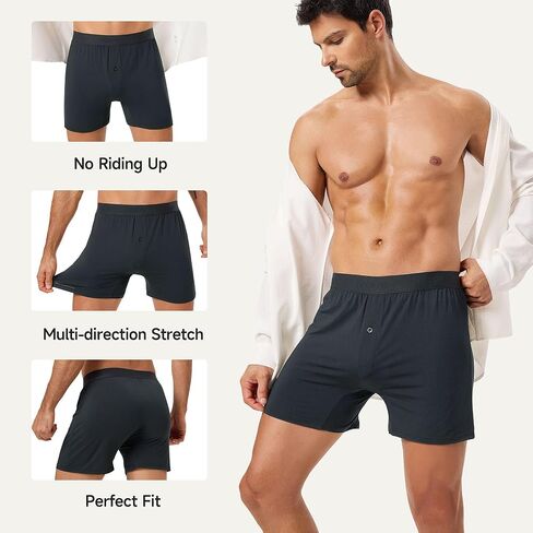 Modal Boxer Shorts for Men,6-Pack with Button Fly, Moisture-Wicking Stretch Boxer Briefs, Breathable Underwear in Saudi Arabia