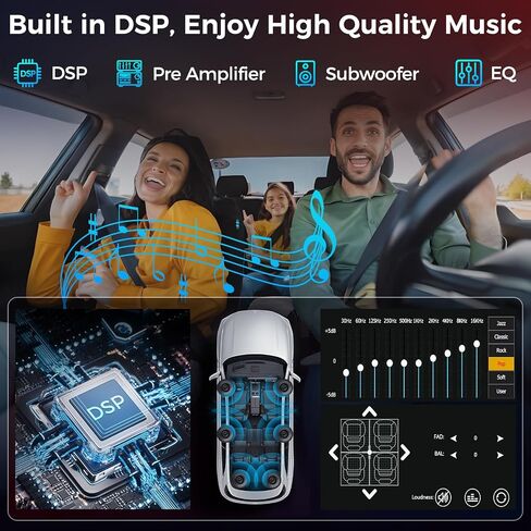 ستيريو مزدوج سيارة مزدوج DIN مع Apple Carplay & Android Auto ، Bluetooth ، 240W ، SWC ، SPOTWOOFER OUT ، LINK MIRROR ، USB-C/AUX/TF ، FM/AM CAR RADION in Kuwait