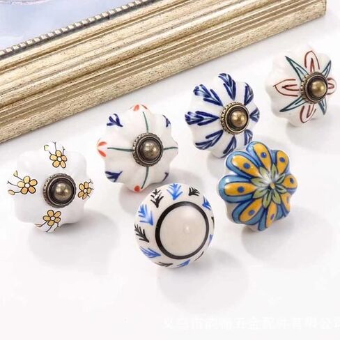 Vintage Ceramic Drawer Knobs,Cupboard Handles,10 pcs Hand Painted Ceramic Kitchen Cabinet Pull Handles Door Handles, Drawer Knobs Wardrobe Door Handle Ceramic Decorative Knobs ( Color ( Color : Style( in Saudi Arabia
