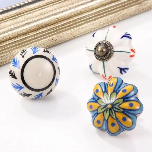 Vintage Ceramic Drawer Knobs,Cupboard Handles,10 pcs Hand Painted Ceramic Kitchen Cabinet Pull Handles Door Handles, Drawer Knobs Wardrobe Door Handle Ceramic Decorative Knobs ( Color ( Color : Style( in Saudi Arabia