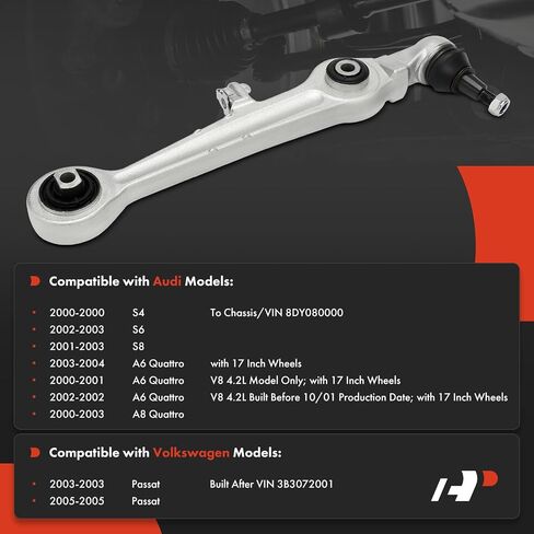 A-Premium Front Lower Control Arm ، مع مفصل الكرة والجلبة ، متوافق مع فولكس واجن بارات 2003-2005 ، أودي A6 Quattro 2000-2004 ، A6 Quattro 2000-2003 ، S4 2000 ، S6 2002-2003 ، S8 2001-2003 in Saudi Arabia