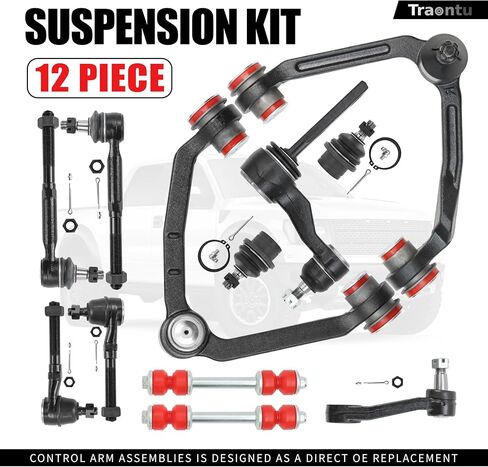 4WD Front End 12pc Suspension Kit for 1997-2002 Ford Expedition, 1997-2003 F-150, 1997-1999 F-250, 1998-2002 Lincoln Navigator, Upper Control Arms Ball Joints Sway Bars Tie Rods Replacement - 12PC in Kuwait
