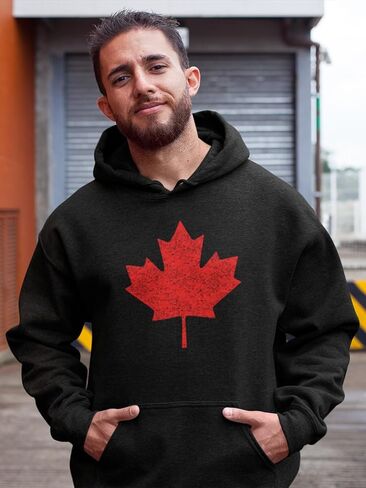 Canada Pride Canadian Flag Maple Leaf Adult Hoodie Distressed in Kuwait