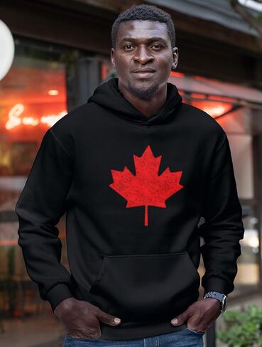 Canada Pride Canadian Flag Maple Leaf Adult Hoodie Distressed in Kuwait