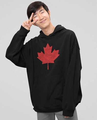 Canada Pride Canadian Flag Maple Leaf Adult Hoodie Distressed in Kuwait